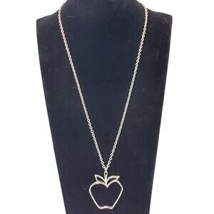 Sara Coventry Silver Tone Apple Pendant Spring Ring Closure Vtg 16"